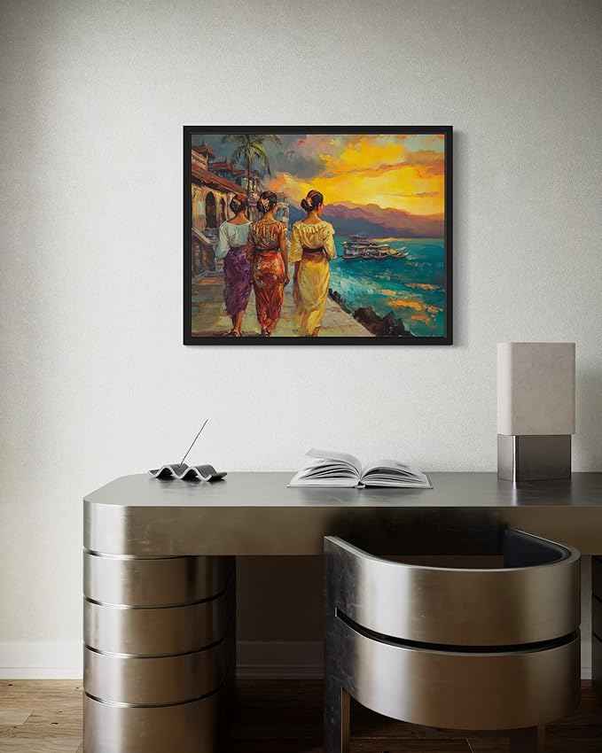 Philippines Art Print Poster, Asia Oriental Countries Culture Wall Art Asian Paintings for Bedroom Bathroom Living Room Decor 97 (Philippines, 24 x 36 inches, Black Frame)