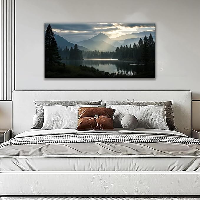Canvas Art Wall Decor For Living Room Wall Art For Bedroom Modern Office Wall Decorations Forest River Landscape Paintings Pictures Artwork Aesthetic 20x40 In