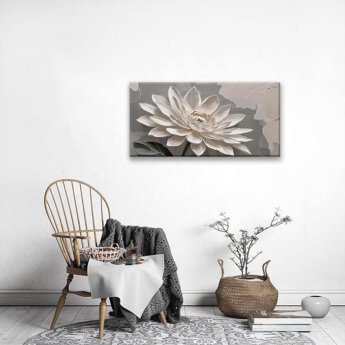 Canvas Art Wall Decor Modern Minimalist Wall Decor Flower Paintings White Flower Wall Art Prints Floral Wall Art Pictures For Bedroom Kitchen Office Artwork 20"×40"