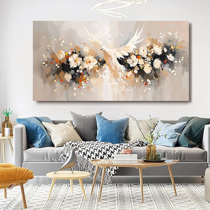Large Canvas Wall Art Decor Wall Art Pictures for Living Room Colorful Flowers Wall Art Prints Artwork for Walls Oversized Dove of Peace Wall Art Art Work for Wall Decor Home Office Decor 29" X 58"