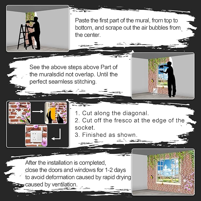 Brick Wallpaper Large Wall Mural for Living Room Bedroom (Papel tapiz para pared de habitatacion) 151" x 105" (It's not Peel and Stick)