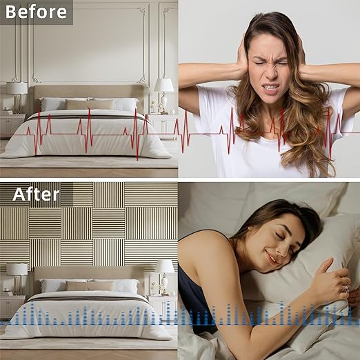 Casaphoria Acoustic Wall Panels, 2 PCS 47.2"x23.6", 3D Soundproof Wall Panels, Wood Slat Wall Panels for Home Office & Accent Walls, Oak