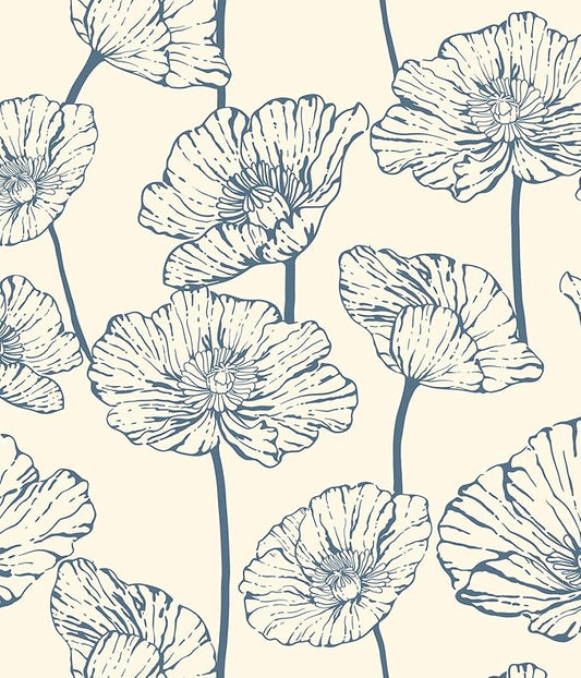 Orainege Peel and Stick Wallpaper Floral Contact Paper Blue and Beige Wallpaper 17.3inx393.7in Self Adhesive Wall Paper Boho Removable