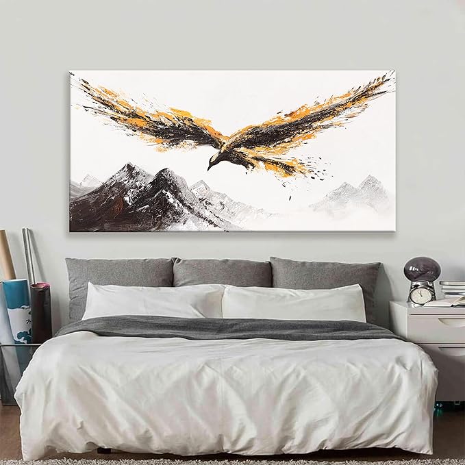 Large Canvas Wall Art Decor Painting Of Nature Animal Eagle Wall Art Living Room Painting Prints Picture Of Flying Eagle Print Canvas Picture For Bedroom HomeOffice Ready To Hang 29×58 Inches