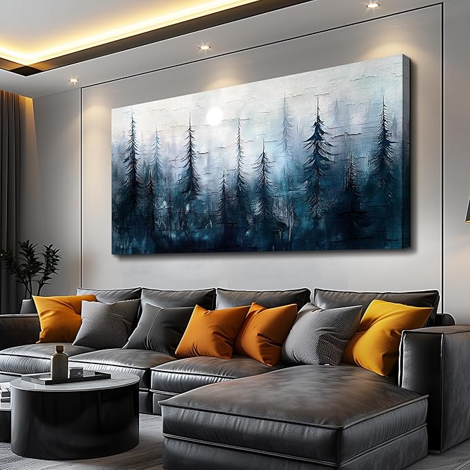 KELIYUAN Canvas Wall Art For Living Room Bedroom Wall Decor For Office Room Hallway Decoration Mural Modern Abstract Foggy Forest Landscape Prints Artwork Pictures Ready To Hang Home Decor 20x40 In