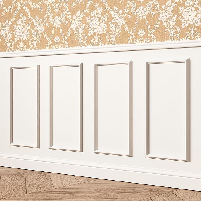6 Sets Peel and Stick Wall Molding Kit, 54''x24'' Premade Wainscoting Accent Panels for Interior Wall Trim, Easy DIY Moulding Decor