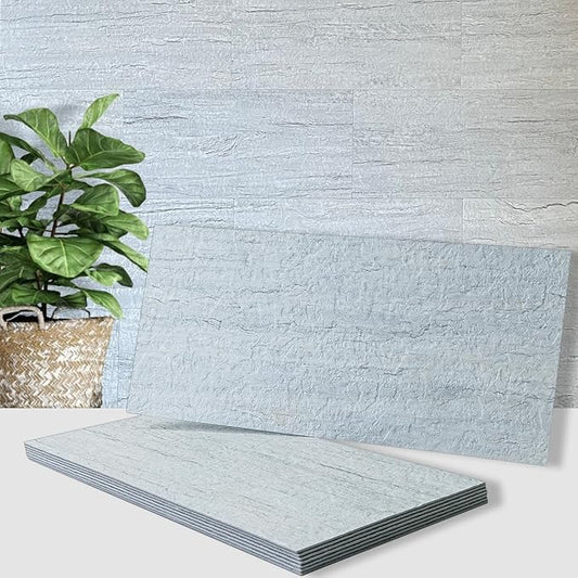 AULIGET 2-Piece Light Shale Peel and Stick Backsplash Wall Tiles, 6" x 12" PVC Faux Stone Stick on Tile for Backsplash Kitchen, Bathroom, Laundry Room, Camper, Fireplace