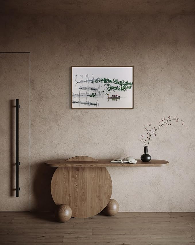 Oriental Beauty: Stunning Feng Shui Landscape Wall Art Prints for Home Decor in 3 Sizes (Tranquil Waters: Traditional Fishing Scene, 20" x 30")