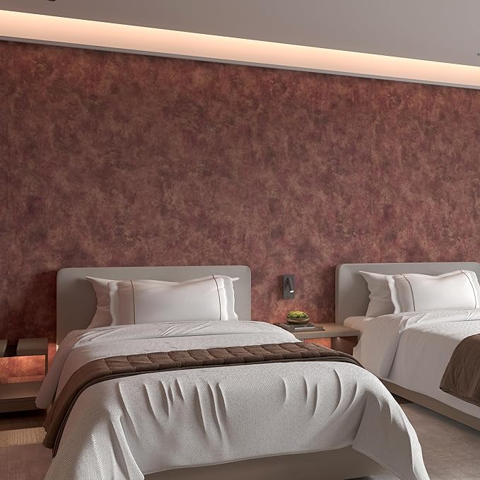 JSEVEM 16"×354" Extra Thick Luxury Red Gold Rusty Concrete Wallpaper Peel and Stick Glossy Textured Metallic Concrete Contact Paper Vinyl Wrap Waterproof Adhesive Stickers for Bedroom Bathroom Walls