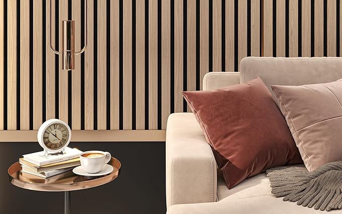 2 Pack – 94” x 12.6” 3D Acoustic Slat Wood Wall Panels | Soundproof Decorative Wall & Ceiling Panels | Modern Noise-Reducing Acoustic Paneling for Home, Office & Studio (Light Cold Oak.)