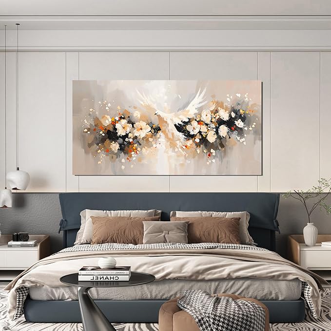 AIXMGSJS Large Canvas Wall Art Decor Wall Art Pictures for Living Room Colorful Flowers Wall Art Prints Artwork for Walls Dove of Peace Wall Art Art Work for Wall Decor Bedroom Office Decor 24" X 48"
