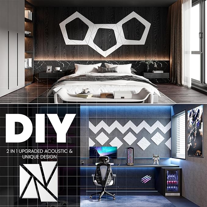 22 pack Acoustic Panels With Self-Adhesive, 12"X 12"X 0.4"Sound Proof Foam Panels, Sound Panels High Density, Soundproof Wall Panels for Home Studio Office-White