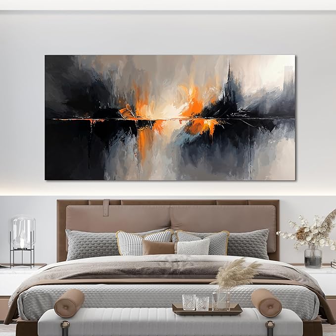 Abstract Canvas Wall Art Decor Black and White Wall Art Prints Art Work for Wall Decor Large Modern Wall Art Decorations Abstract Art Oversized Artwork for Walls Bedroom Office Decor 29" X 58"