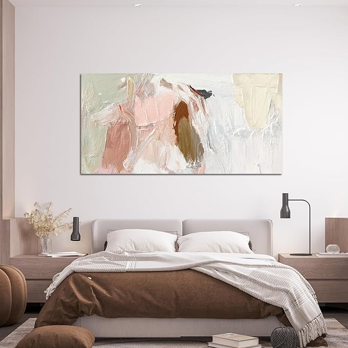 Canvas Wall Art Decor Wall Art Pictures For Living Room Pink and White Wall Art Decor Abstract Art Wall Decoration Abstract Wall Art Prints Art Work for Bedroom Office Kitchen Wall Decor 24" x 48"