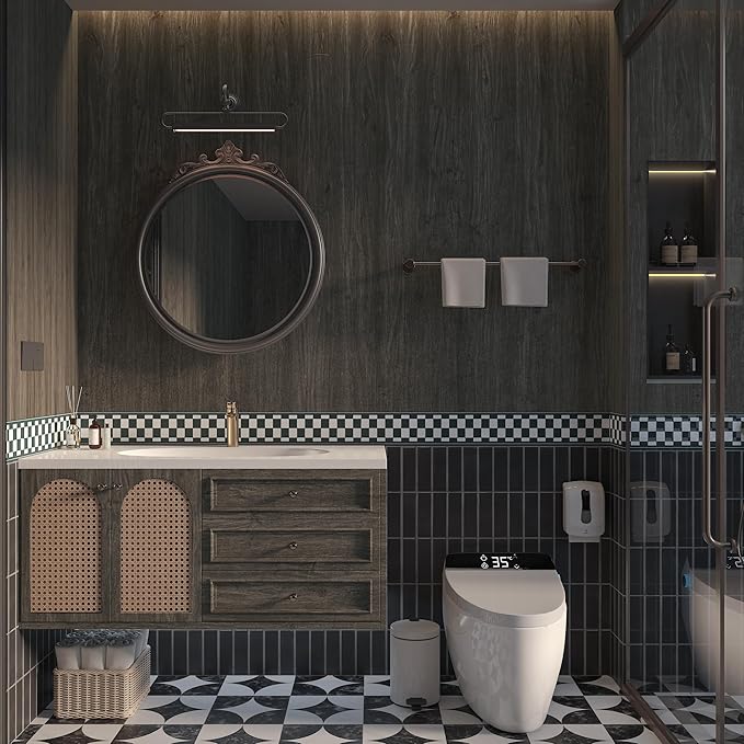 15.7"x354" Dark Brown Wallpaper Peel and Stick Wood Contact Paper Waterproof Removable Rustic Wood Vinyl Wrap for Countertops Kitchen Cabinets Bathroom Farmhouse Furniture Thicken Wood Laminate Sheets