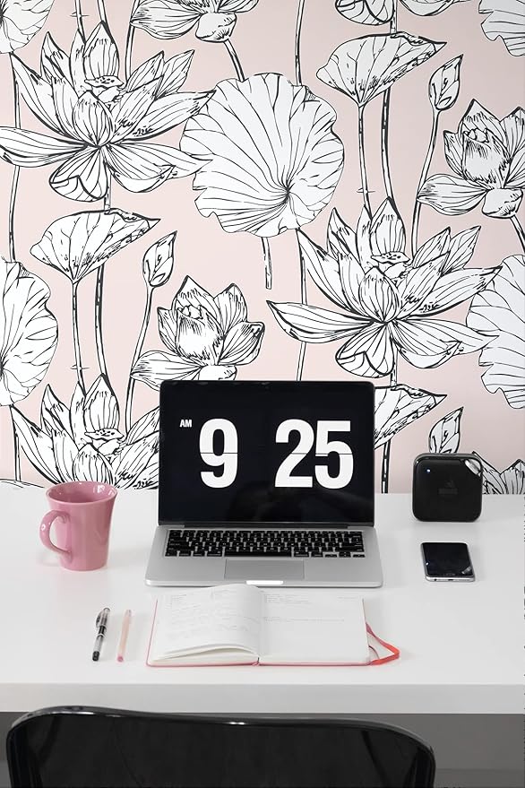 NextWall Lotus Floral Peel and Stick Wallpaper (Pink)
