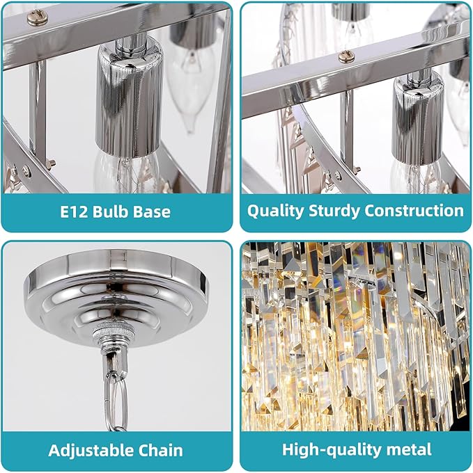 31.5" Modern Crystal Chandelier, 3-Tier Chrome Pendant Light with 13 Lights, Luxury K9 Crystal Ceiling Fixture for Dining Room Living Room Foyer
