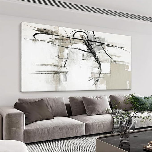 Abstract Wall Art Modern Wall Canvas Decorations Maximalist Black Line Canvas Wall Art Decor Prints Minimalist Large Artwork For Living Room Wall Bedroom Kitchen Office Home Wall Artwork 29"×58"