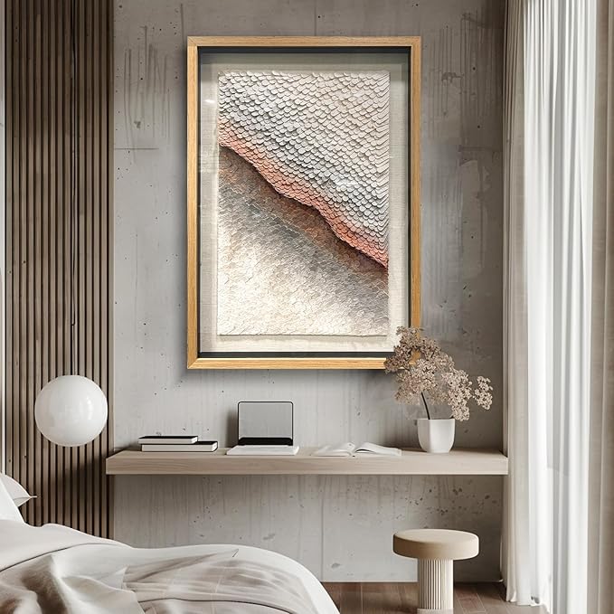 BrightA White 3D Wave Wall Sculpture - Heat-Formed Acrylic Strips Art with Dynamic Shadow Play, Solid Wood Frame Contemporary Artwork for Modern Interiors 39.4" x 59"