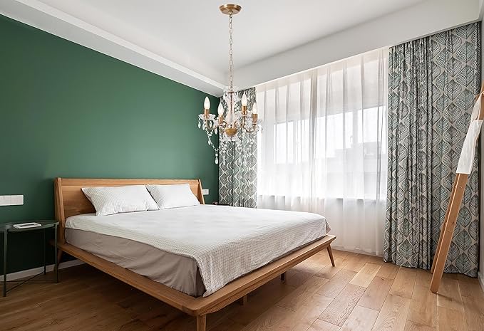 LaLuLa Wood Color Chandelier Mini Crystal Chandeliers Lighting with Acrylic Crystals 4 Lights Antique Farmhouse Light Fixtures for Dining Room