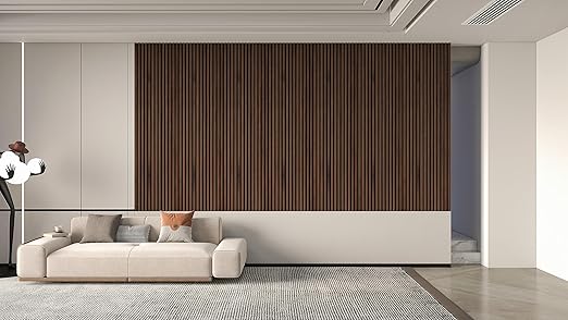 106" x 12.6" Acoustic Wood Wall Paneling, Decorative Sound Proof 3D Slat Panels for Walls and Ceilings (Set of 20)