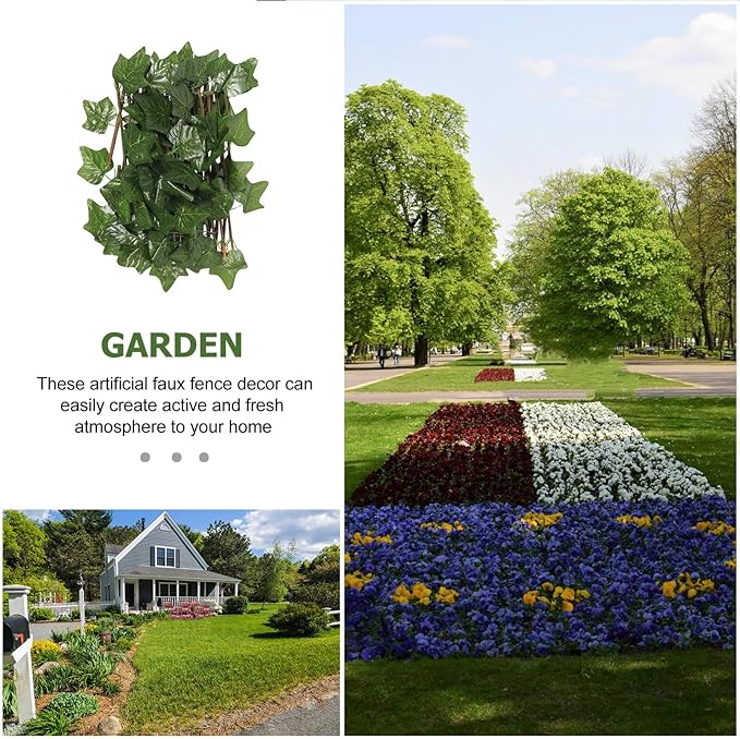 BESPORTBLE Expandable Artificial Trellis Privacy Fence with Realistic Green Leaves Outdoor Garden and Balcony Screen Protector Weather-Resistant Decorative Wall Panel for Courtyard and Patio