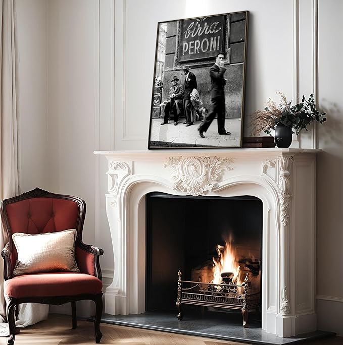 Poster Master Vintage Photograph Poster - Travel Print - Men in a Street of Napoli, Italy, Black & White, Minimalist - 8x10 UNFRAMED Wall Art - Gift for Artist, Friend - Wall Decor for Home, Office