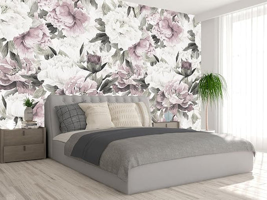 Cliouar-Vintage Purple Pink Rose Bedroom Living Room Decor Wallpaper Mural Bedroom Living Room Decor 103" x 69"(Not Self-Adhesive)