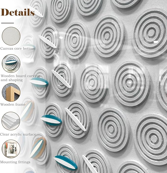 LIUZEYUE - Modern 3D relief artwork living room office room wall decoration 43.3"x43.3" blue+orange+white