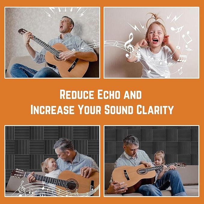 12Pack Blue Acoustic Foam Panels 1" x 12"x 12" Soundproof Panels Sound Proof Foam Panels Noise Absorbing Sound Proof Acoustic Treatment Foams for Home Wedges