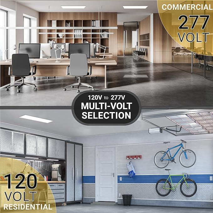 NUWATT 2 Pack 1x4 FT LED Surface Mount Panel 120-277V Universal Voltage, 3CCT 3000K/4000K/5000K Selectable, 4000LM, 40W, Internal Driver, 0-10V Dimmable, 12x48 Inch Flush Mount Ceiling Light, 1" Thick