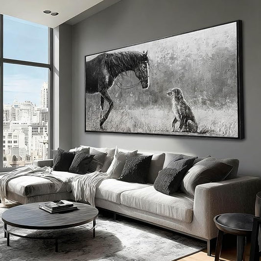 Animal Canvas Wall Art Vintage Print Pictures Farmhouse Wall Decor 29"x58" Bedroom Artwork for Over Bed Office Decorations