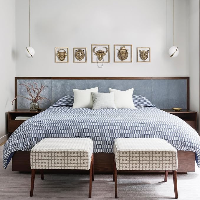 JJALIGHTS Exquisite Resin Animal Head Wall Sculpture (Gift Metal Frame) - Imitation Copper Vintage Decor for Living Room, Bedroom & Office | Decorative Wall Hanging Art