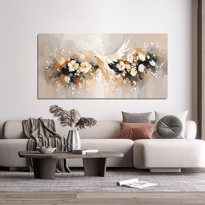 AIXMGSJS Large Canvas Wall Art Decor Wall Art Pictures for Living Room Colorful Flowers Wall Art Prints Artwork for Walls Dove of Peace Wall Art Art Work for Wall Decor Bedroom Office Decor 24" X 48"
