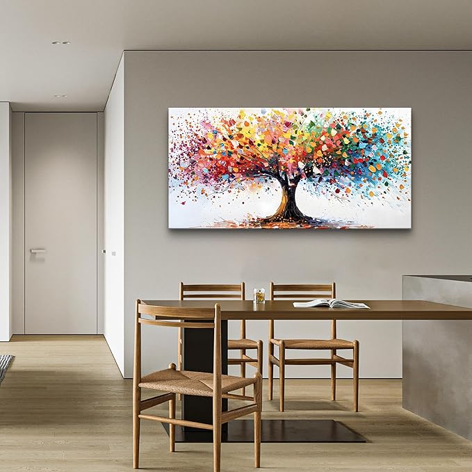 Lapremoly Abstract Wall Decorations For Living Room Large Wall Art For Office Colorful Tree Landscape Wall Paintings Bedroom Decor Modern Canvas Prints Posters Mural Artwork Ready To Hang 48"X24"
