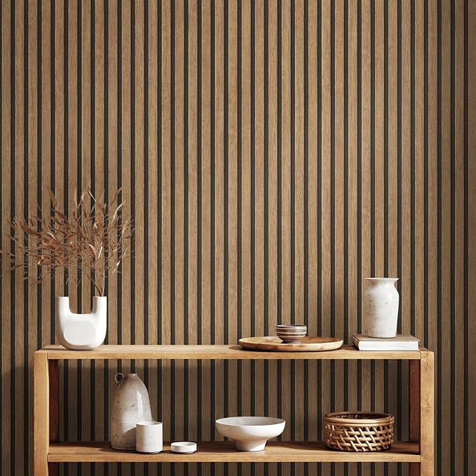 A.S. Création Wallpaper Wood Panels - Brown, Beige - Striped Wood Wallpaper 395.99in x 20.87in Made in Germany - 391091