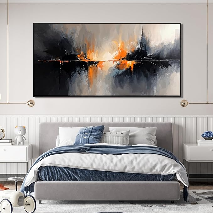 Abstract Wall Art Decor Black And White Wall Art Oversized Framed Wall Art Prints Art Work for Wall Decor Large Modern Wall Art Decor Abstract Canvas Art Bedroom Office Decorations 29" X 58"