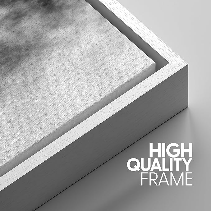 SIGNWIN Framed Canvas Print Wall Art Set Black & White Mountain Forest Valley Nature Wilderness Photography Modern Art Rustic Landscape Relax/Calm for Living Room, Bedroom, Office - 16"x24"x3 White