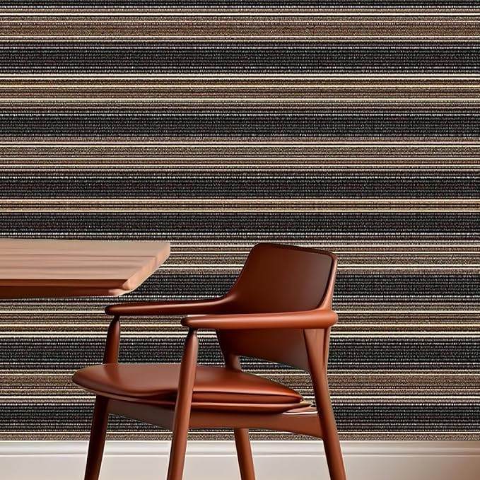 Nuxovilar Brown Wood Grain Stripe Textured Peel and Stick Wallpaper, 15.75"x39.37", Self-Adhesive Contact Paper, Rustic Modern Look for Bedroom, Living Room and Table Decor