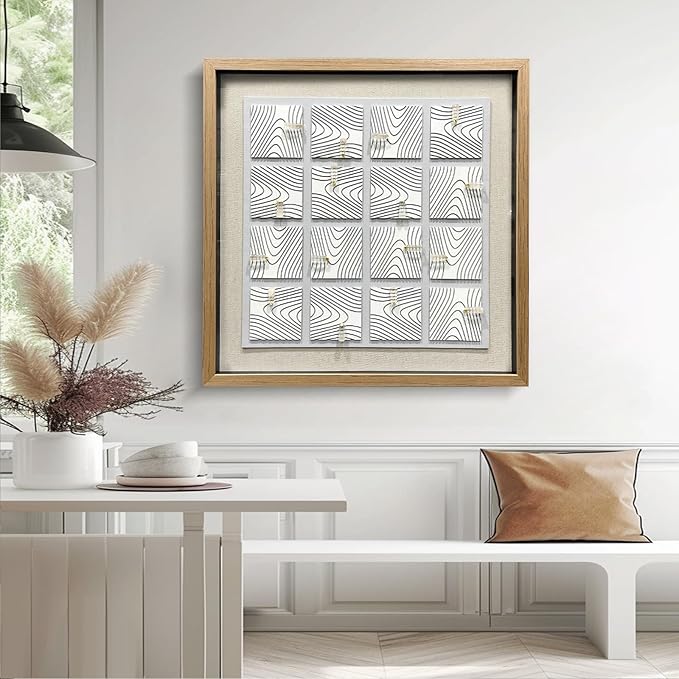 LIUZEYUE - Modern 3D three-dimensional relief, artificial crystal, gold foil art, living room, office room wall decoration 43.3"x43.3" white