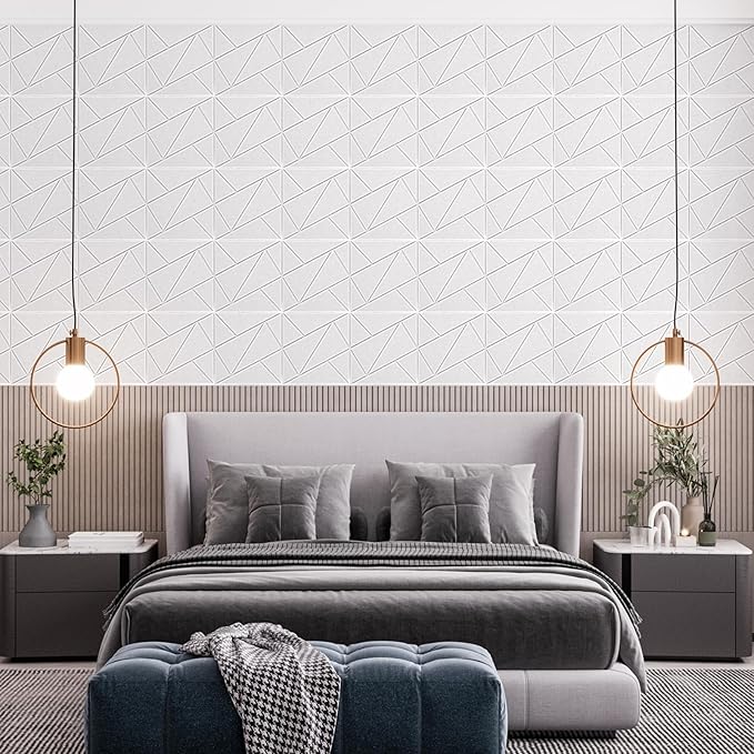 Art3dwallpanels 12 Pack Acoustic Panels 12" X 12" Soundproof Wall Panels Sound Dampening, 3D Self Adhesive Wall Decor Peel and Stick Absorbing Panels, White