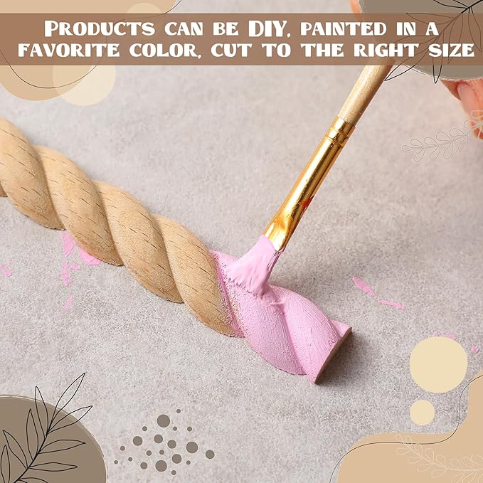 Nuanchu 12 Pcs Unfinished 3D Decorative Wood Trim Molding 15.75inch Decorative Wood Molding Cute DIY Trim for Home Wall Cabinet Shelf Window Door(Twist,18mm)