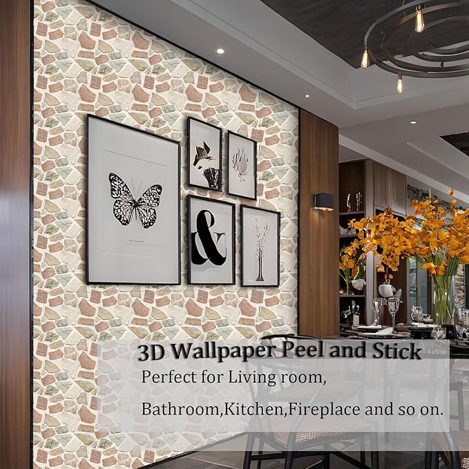 3D Wallpaper Peel and Stick, 3D Wall Panels 10PCS, Waterproof Self Adhesive Decorative 3D Brick Wall Panel Stone Wall Paneling for Living Room Bedroom kitchen Bathroom Interior wallboard (White stone)