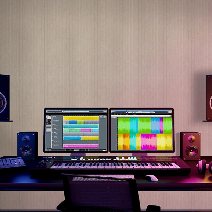 BUBOS 5 Pack Large Acoustic Panels,47.2" X 23.6" Acoustical Wall Panel,Self-Adhesive Sound Proof Panel for Office, Decorative Soundproof Wall Panels for Home Studio (Camel 2)