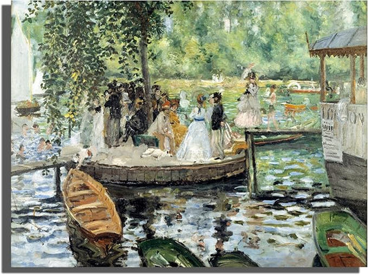 OKRA La Grenouillere By Pierre Auguste Renoir Canvas Wall Art - Classic Riverside Landscape Oil Painting - Famous Impressionist Paintings - Home Decor for Bedroom Living Room Kitchen - Unframed