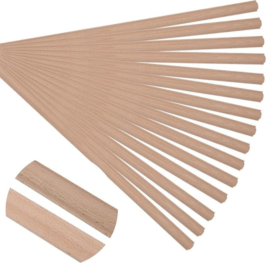 15-Pack 15.75" Unfinished Wood Astragal Trim - Easy to Paint, Cute Decorative Molding DIY Craft for Furniture Frame, Mirror Edge, Wall, Door, Closet, Dresser, Shelf