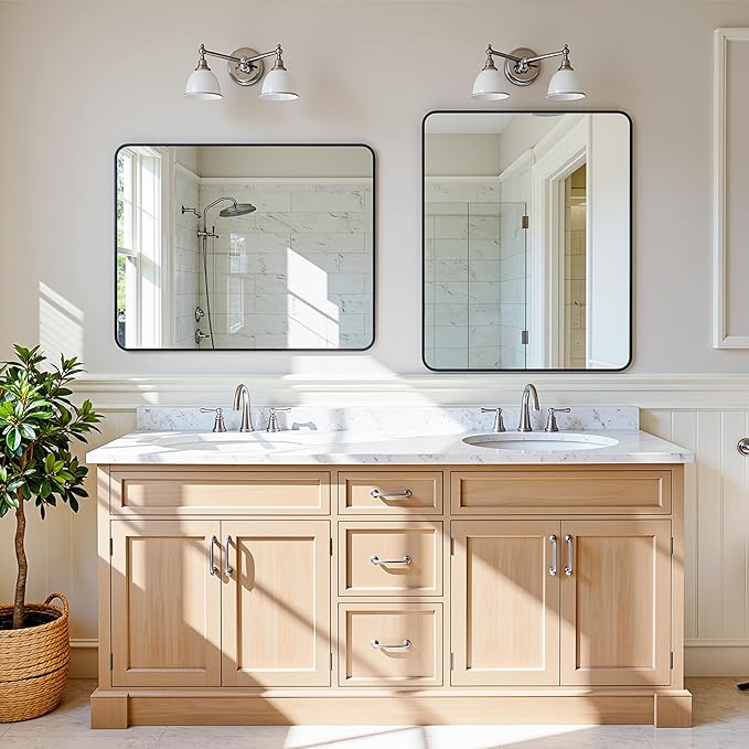 Antok Wall Mirror, 22"x30" Bathroom Vanity Mirror, Anti-Rust HD Tempered Glass, Wall Mounted Mirrors for Living Room, Entryway, Black Frame, Rect