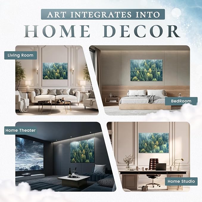 8 Pack Decorative Sound Absorbing Panels, Sound Absorbing Wall Art, 48X32 Inches Acoustic Wall Art for Decoration, Art Acoustic Panels, Acoustic Treatment, Adhesive Included, Green Forest