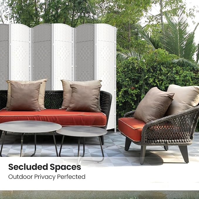 6 Panel Room Divider,6Ft Folding Privacy Screen,Tall - Extra Wide Foldable Panel Partition Wall Divider with Diamond Double-Weaved Hand-Woven Design Room Screen Divider