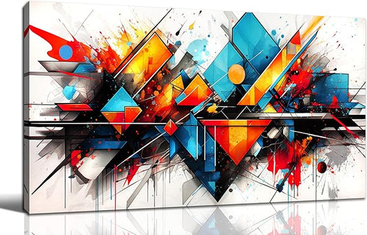 CIRABKY Colorful Wall Art for Living Room Large Size - Abstract Canvas Art - Home Office Decor Ready to Hang Size 29" x 59"